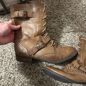 Brown Lace-Up Combat Boots